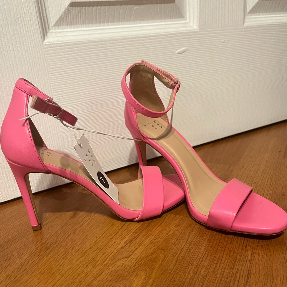 Bright pink stiletto strap heels NWT